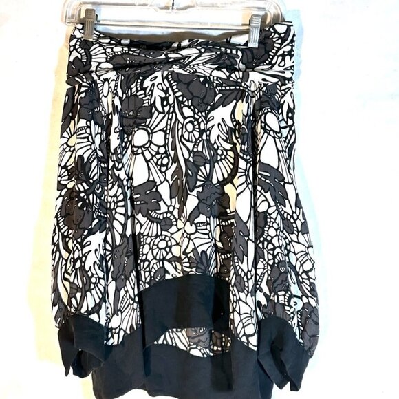 Michael Kors Shirt Top Blouse Floral Long Sleeve Black Large Boat Neck Formal - Picture 1 of 10